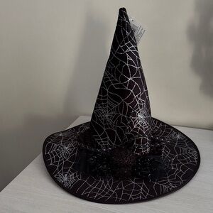Celebrate It Black w/ Silver Spider Webs Witch Hat NWT